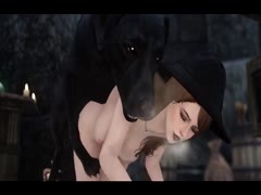 Sexy and cute girl licking dog dick before putting it in her zoopussy